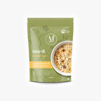 Mena Pause muesli with no added sugar, a natural source of plant oestrogens in a green pouch.